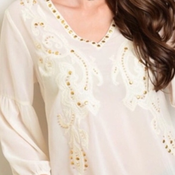 KAILANI Stud Embellished Semi Sheer Blouse - Picture 2 of 6